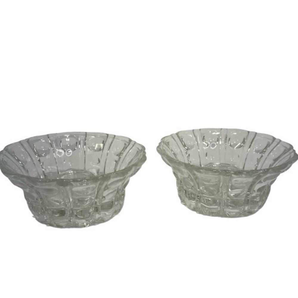 Vintage candleholders set of 2 depression glass clear